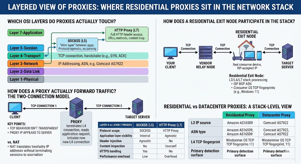 Layered View of Proxies: Where Residential Proxies Sit in the Network Stack