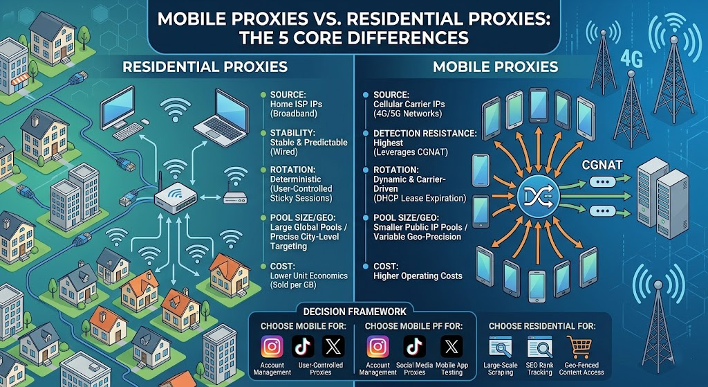 What Is the Difference Between Mobile Proxies and Residential Proxies?