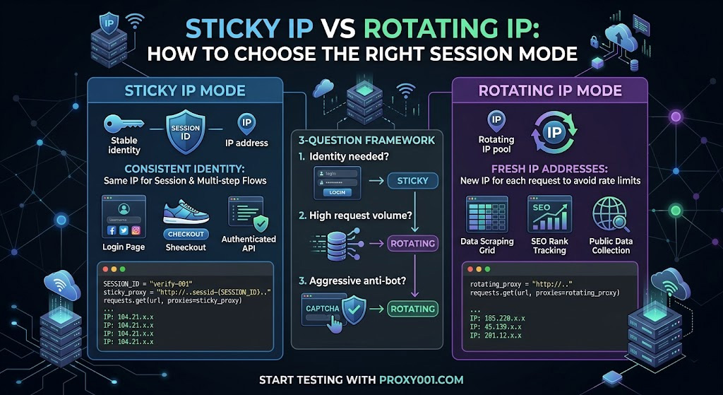 Sticky IP vs Rotating IP: How to Choose the Right Session Mode