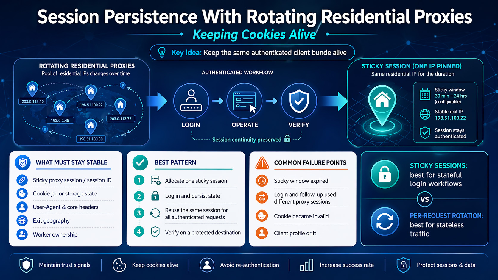 Session Persistence With Rotating Residential Proxies: Keeping Cookies Alive
